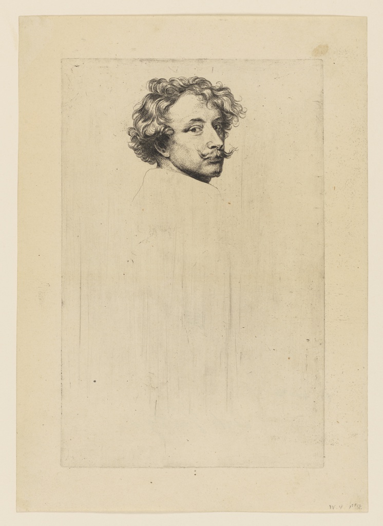 Images features a portrait of Sir Anthony van Dyck. Only his head is worked up, looking over a lightly outlined shoulder. The rest of the page is blank.