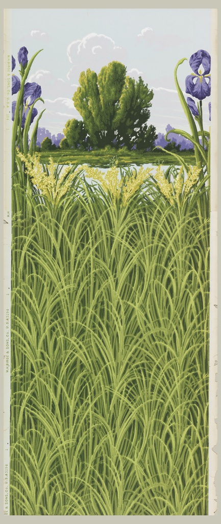 Image features a wallpaper and matching border containing grass and a landscape view. Please scroll down to read the blog post about this object.