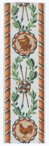 Image shows a wallpaper border filled with symbols of the French Revolution. Please scroll down for further information on this object.