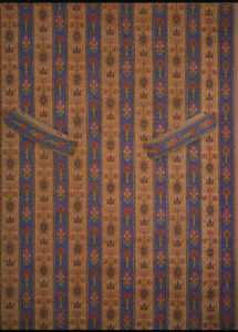 Image features a striped curtain paper with tie backs. Please scroll down to read the blog post about this object.