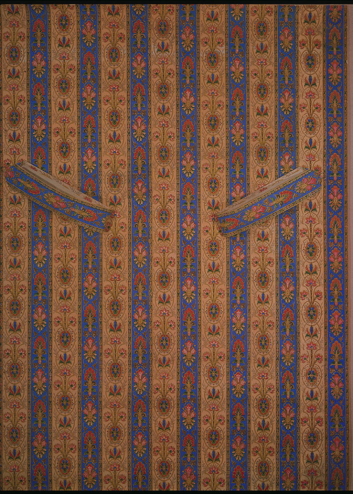 Image features a striped curtain paper with tie backs. Please scroll down to read the blog post about this object.