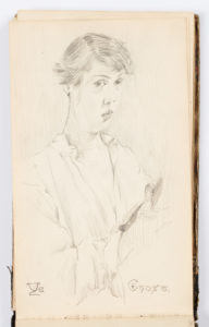 Self-portrait of the artist, collar open, holding a book in his right hand.