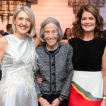 Caroline, Barbara and Elizabeth in festive attire, looking celebratory at the National Design Awards