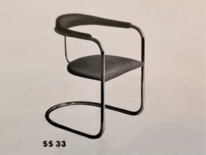 Image features tubular side chair by Luckhardt brothers