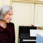 Barbara admires an object on view at Cooper Hewitt