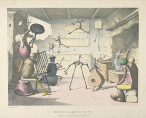 Image features a kitchen filled with dancing and singing pots, pans, and other kitchen tools and implements. Please scroll down to read the blog post about this object.