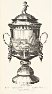 This image features an Ice water urn with arctic scenery by Reed & Barton.