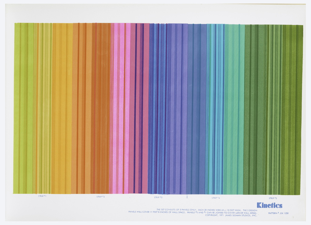 Image features a wallpaper mural design, appearing like a brightly colored barcode. Please scroll down to read the blog post about this object.