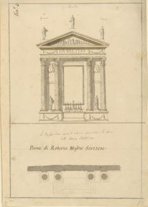 Image features a drawing of an altar in a neoclassical style, with architectural plan. Please scroll down to read the blog post about this object.