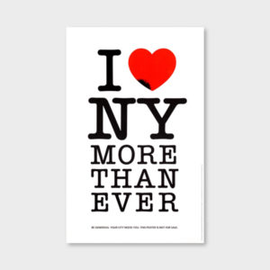 Poster with the words I Heart NY more than ever on a white background