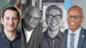 Banner type image of 4 portraits: from l to r: Jeffrey Mansfield, Craig Wilkins, Bon Ku, and Maurice Cox