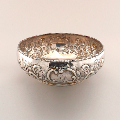 Silver bowl with decorative detailing