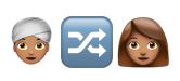 Man With Turban emoji, Left-Right Arrow emoji, Woman emoji