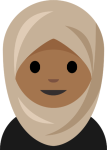 Emoji guidance illustration of person in tan headscarf