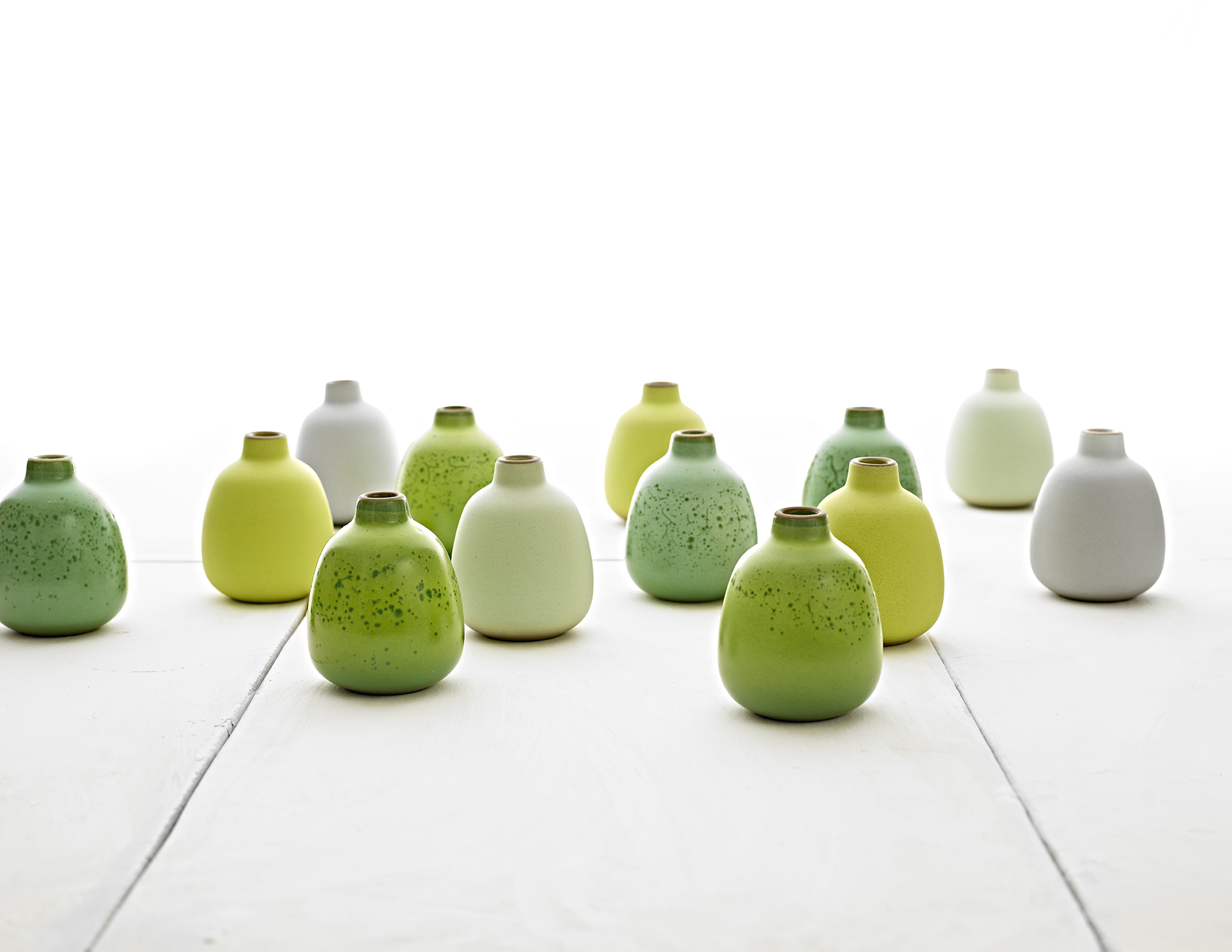 Summer Seasonal Bud Vases in Succulent, Lime, Pomelo, Mint, and Storm