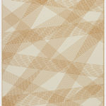 Extremely flat and smooth tan textile crisscrossed by groups of thin, parallel orange lines similar to blank musical staffs.