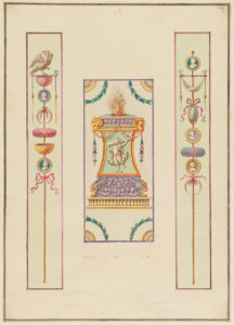 Fanciful drawing of decorative ornamental designs for an altar completed in rich watercolors
