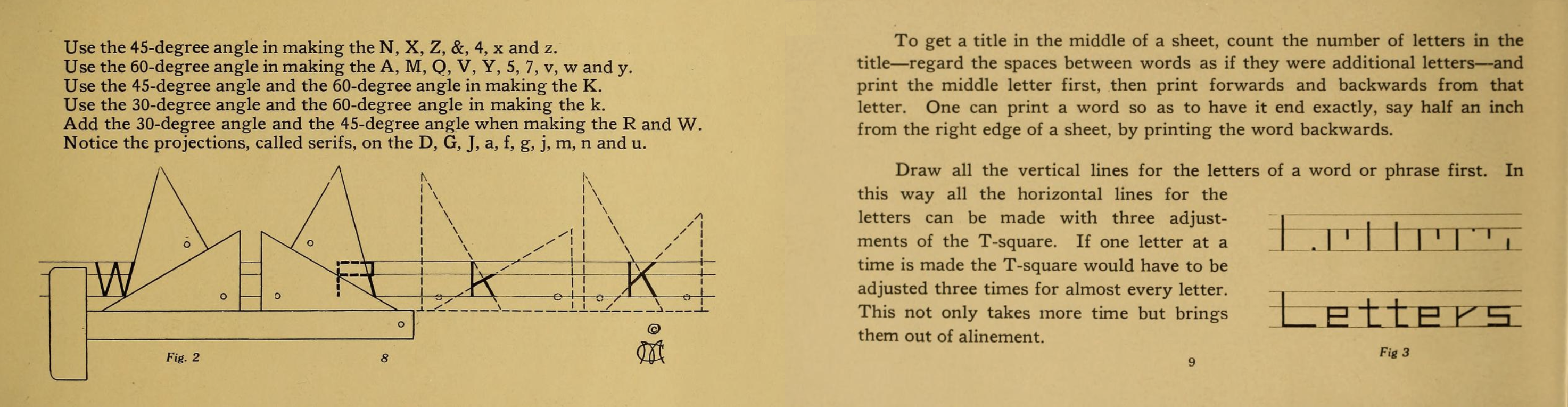 Two pages of a vintage instruction manual with black lettering and technical illustrations.