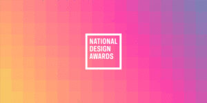 The words "National Design Awards" appear in white on a multi-colored gradient background.