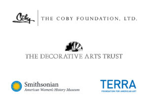 Logos for The Coby Foundation; The Decorative Arts Trust; the Smithsonian American Women’s History Initiative; and the Terra Foundation for American Art.
