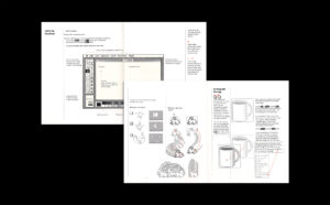 Two screengrabs of dated computer text and format; the top left header on the left screengrab reads “Learning MacPaint.”