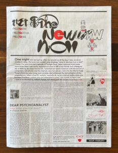 Front page of The New Now newspaper depicting photographs of resistance and protests.