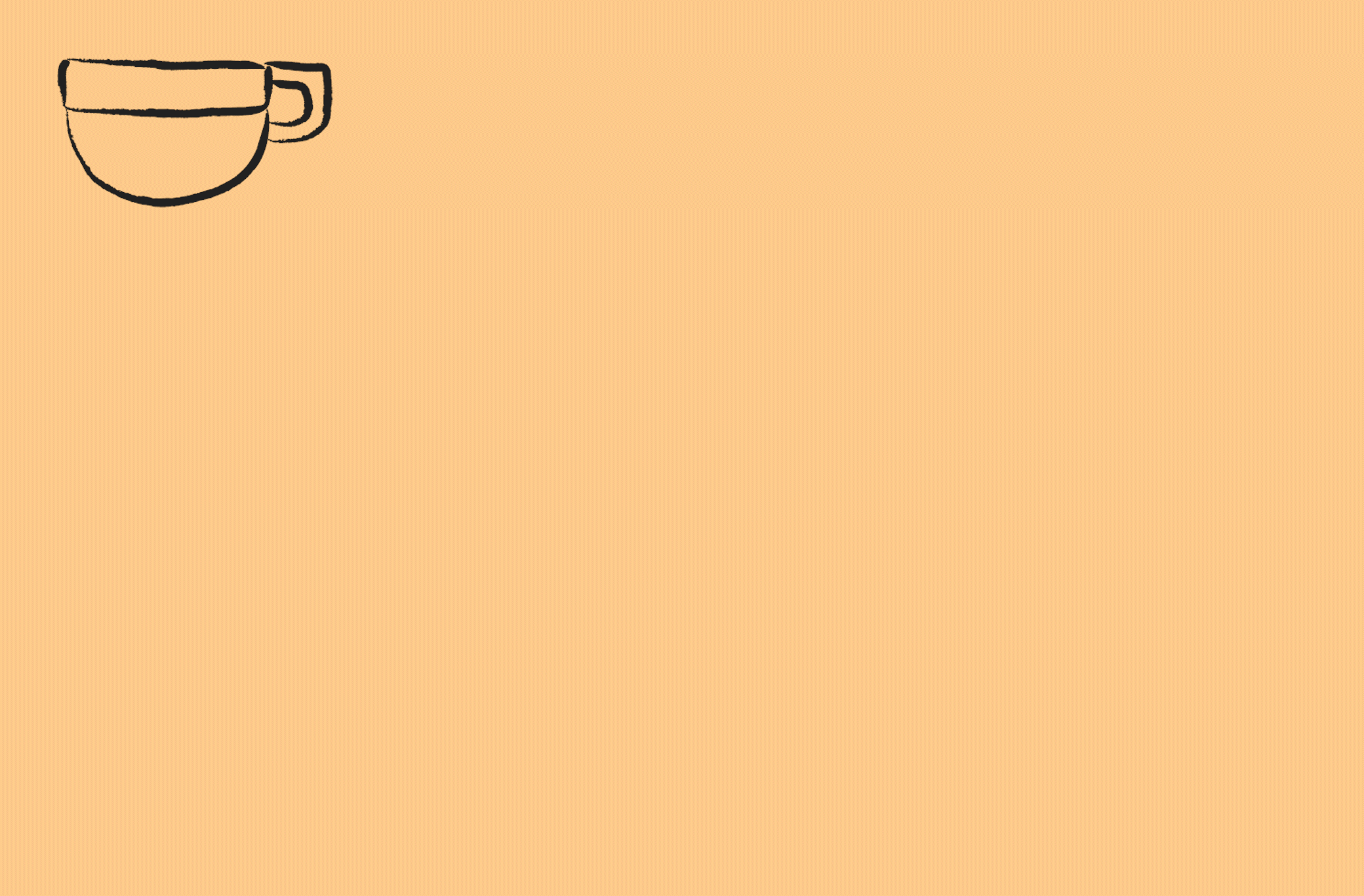 Illustrated animation of many cups appearing across the screen.