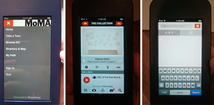screens from MoMA's new Audio+ guide