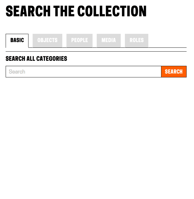 Showing the tabbed view for search options