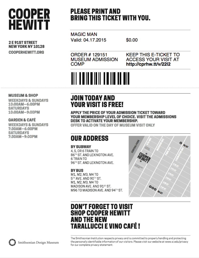 The original eTicket PDF had one page (one "ticket") per visitor. The email went to the purchasing visitor's inbox.